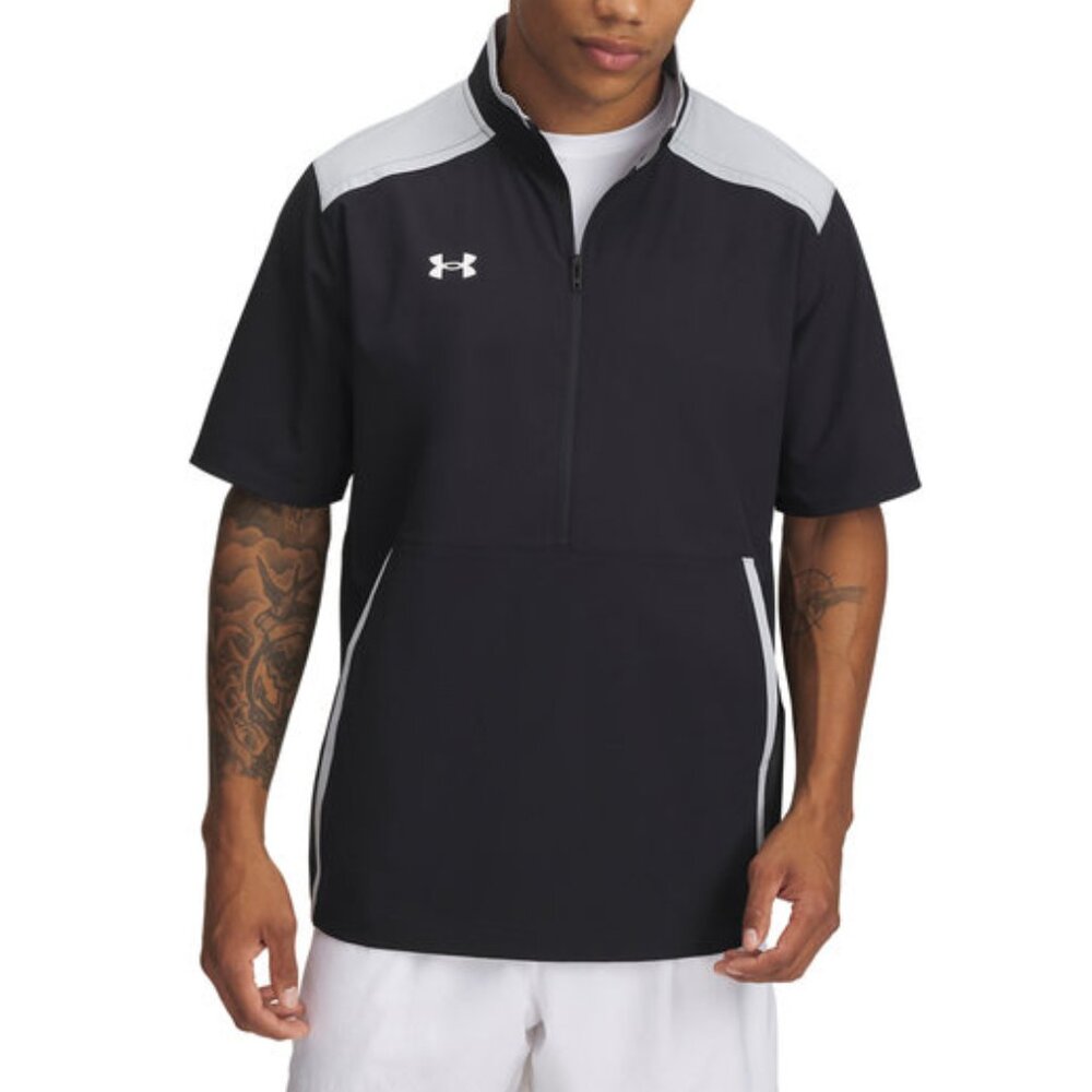 Under Armour Men's Black Motivate 3.0 Short Sleeve Half-Zip Cage Jacket 1389612